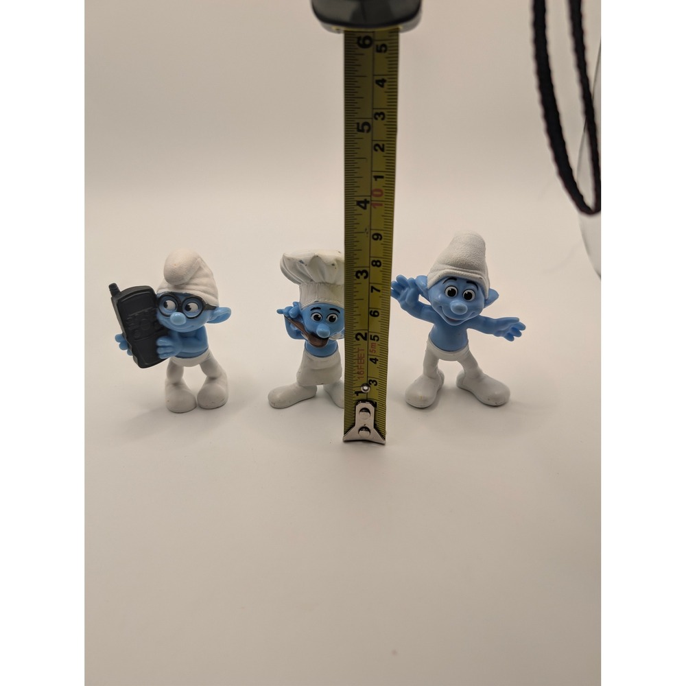 Schleich Smurf Figures Blue 2011 Movie Brainy Chef Clumsy Set of 3 Mcdonalds - Picture 2 of 4